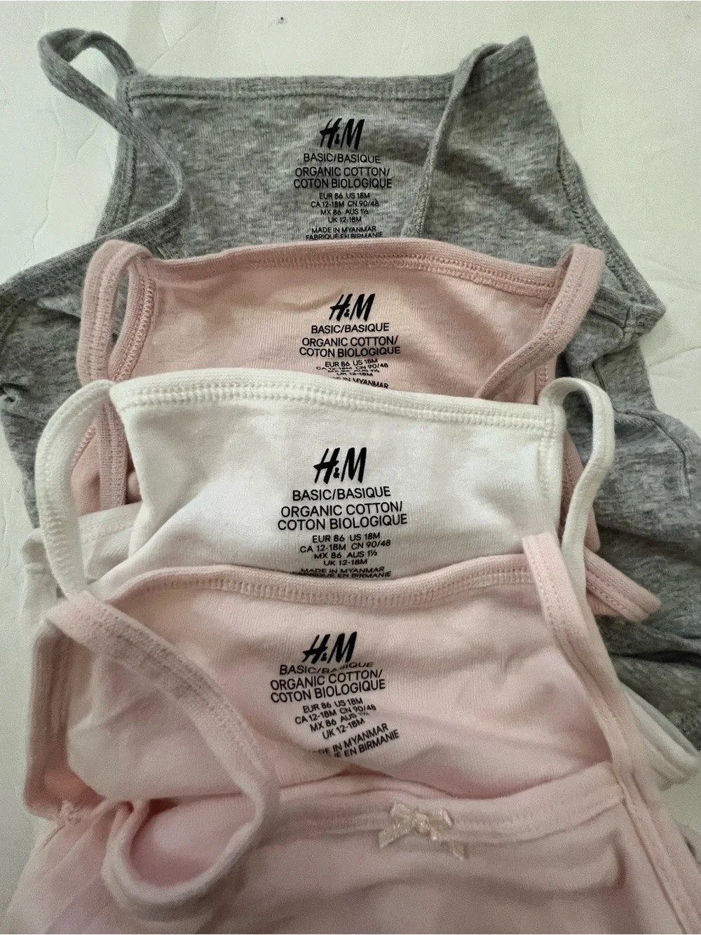 18m H&M toddler organic cotton Tank One-Piece Bodysuit Bundle of 4